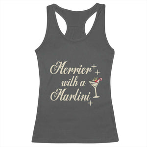 Merrier With a Martini Christmas Racerback Tank Top TS10 Dark Heather Print Your Wear