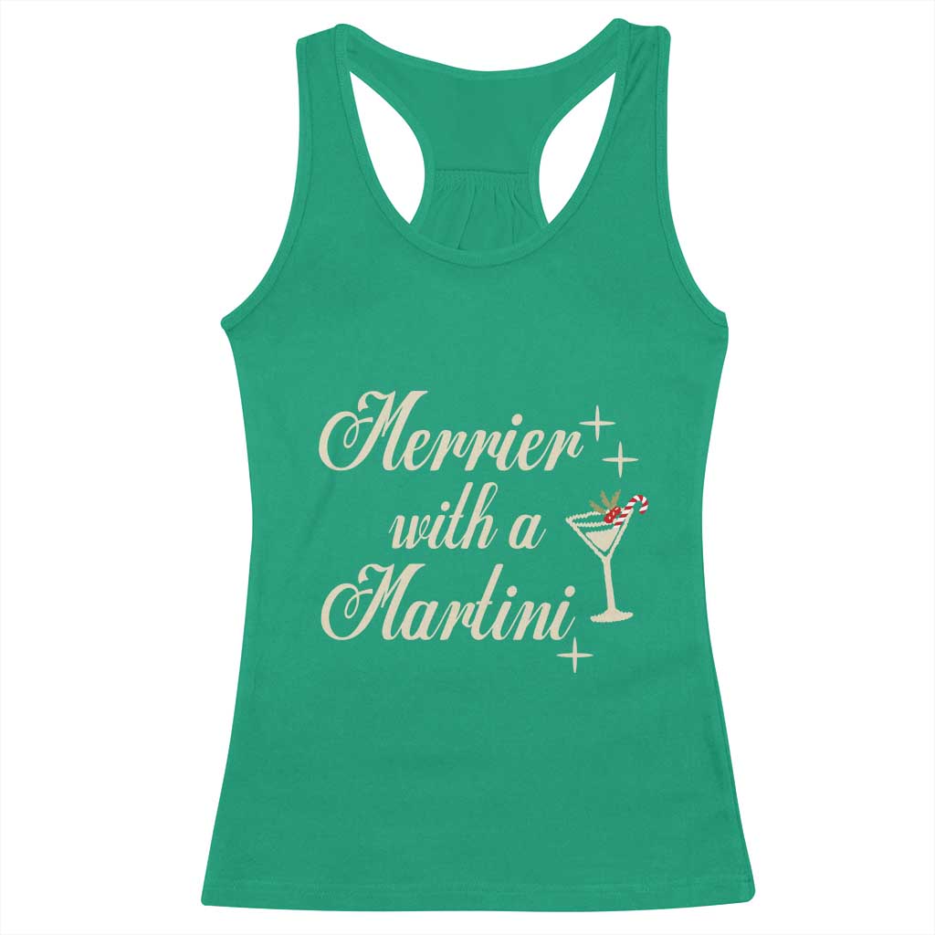 Merrier With a Martini Christmas Racerback Tank Top TS10 Irish Green Print Your Wear