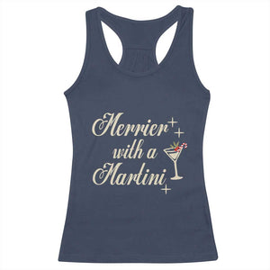 Merrier With a Martini Christmas Racerback Tank Top TS10 Navy Print Your Wear