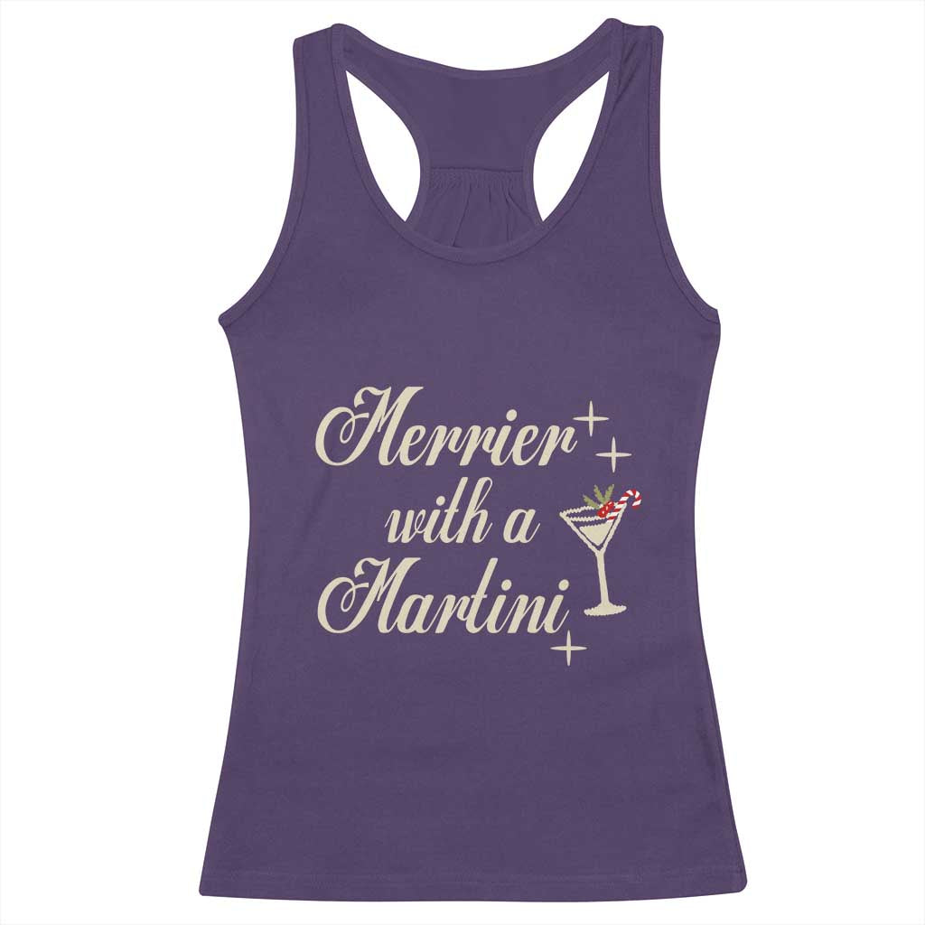 Merrier With a Martini Christmas Racerback Tank Top TS10 Purple Print Your Wear