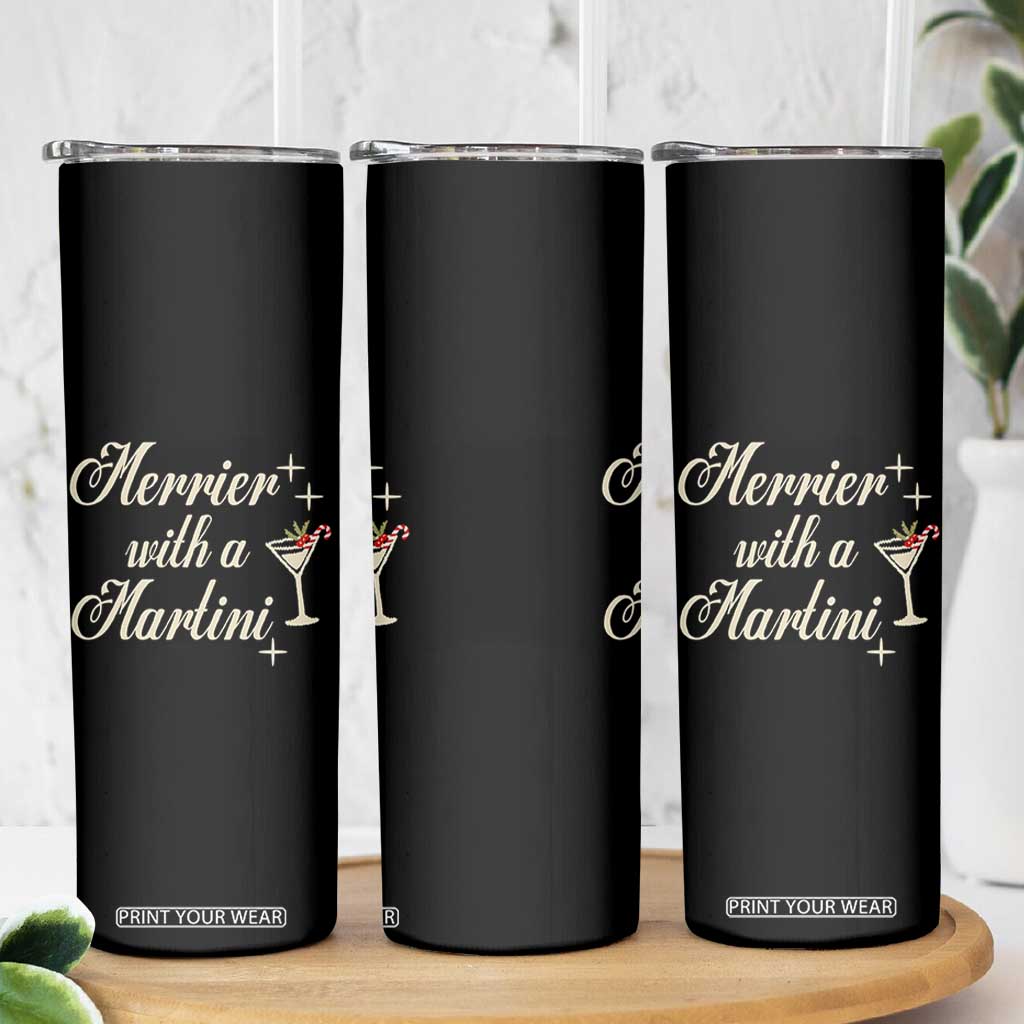 Merrier With a Martini Christmas Skinny Tumbler TS10 Print Your Wear