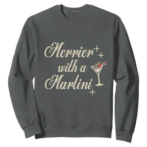 Merrier With a Martini Christmas Sweatshirt TS10 Dark Heather Print Your Wear