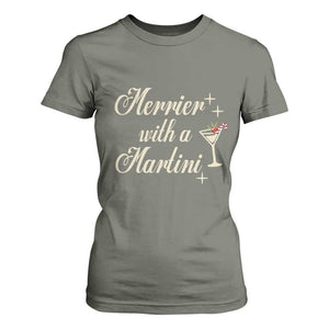 Merrier With a Martini Christmas T Shirt For Women TS10 Military Green Print Your Wear