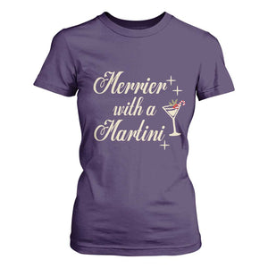 Merrier With a Martini Christmas T Shirt For Women TS10 Purple Print Your Wear