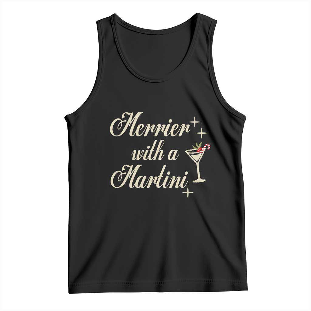 Merrier With a Martini Christmas Tank Top TS10 Black Print Your Wear