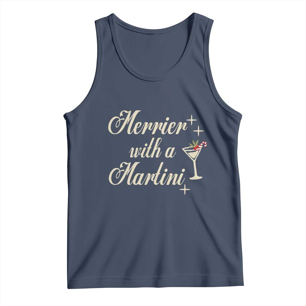 Merrier With a Martini Christmas Tank Top TS10 Navy Print Your Wear