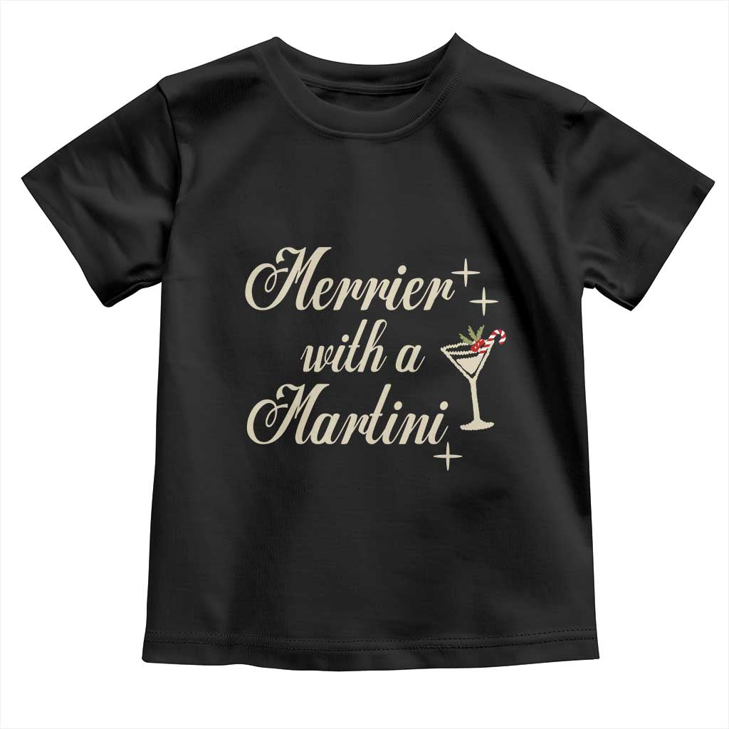 Merrier With a Martini Christmas Toddler T Shirt TS10 Black Print Your Wear