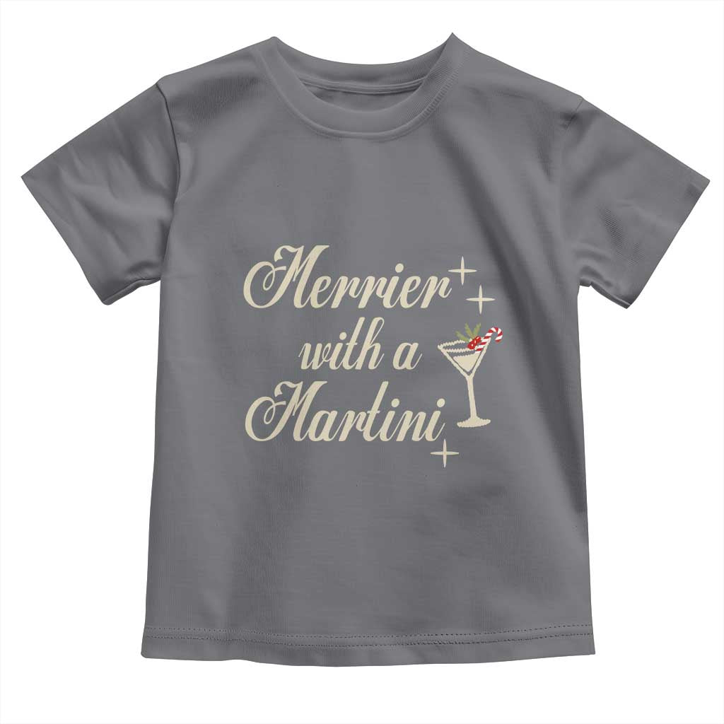 Merrier With a Martini Christmas Toddler T Shirt TS10 Charcoal Print Your Wear