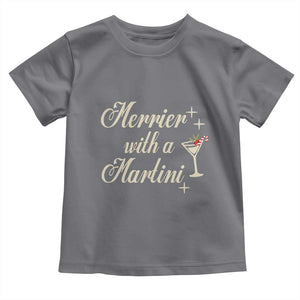 Merrier With a Martini Christmas Toddler T Shirt TS10 Charcoal Print Your Wear