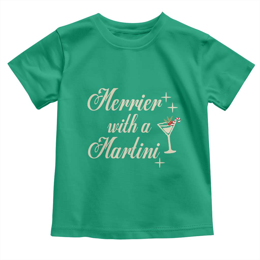 Merrier With a Martini Christmas Toddler T Shirt TS10 Irish Green Print Your Wear