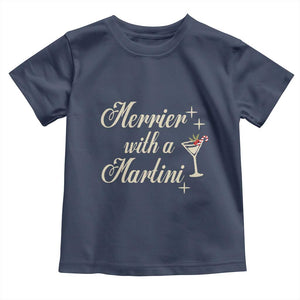 Merrier With a Martini Christmas Toddler T Shirt TS10 Navy Print Your Wear