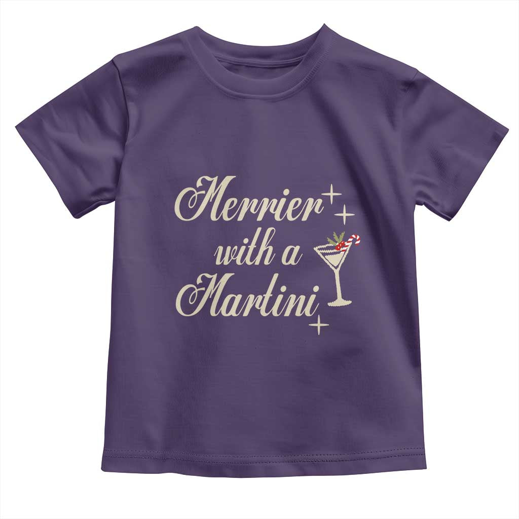 Merrier With a Martini Christmas Toddler T Shirt TS10 Purple Print Your Wear