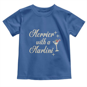 Merrier With a Martini Christmas Toddler T Shirt TS10 Royal Blue Print Your Wear