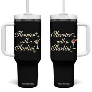 Merrier With a Martini Christmas Tumbler With Handle TS10 One Size: 40 oz Black Print Your Wear