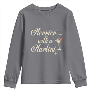 Merrier With a Martini Christmas Youth Sweatshirt TS10 Charcoal Print Your Wear
