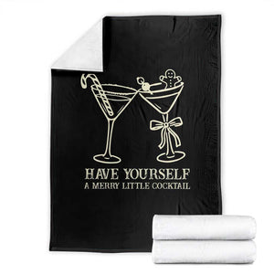 Christmas Cocktail Throw Blanket Merry Little Cocktail Espresso Martini TS10 Black Print Your Wear