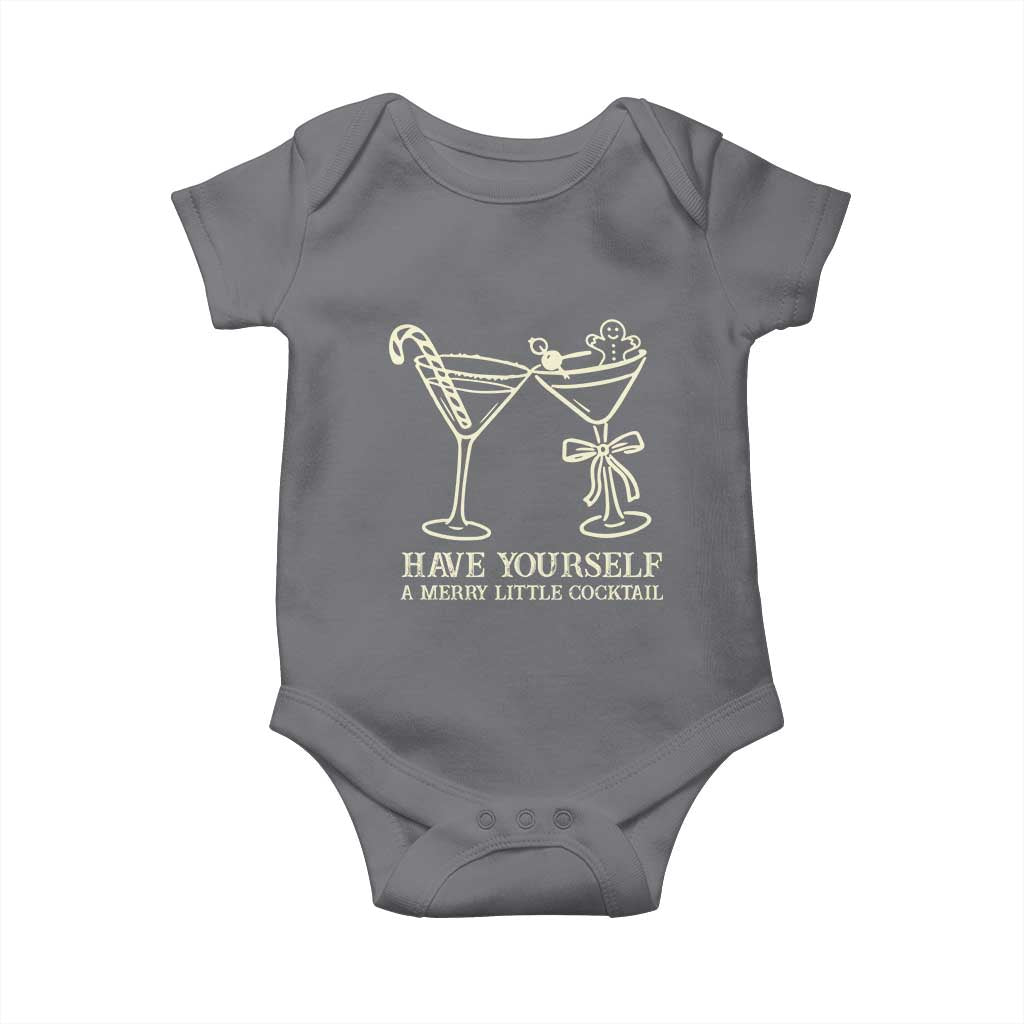 Christmas Cocktail Baby Onesie Merry Little Cocktail Espresso Martini TS10 Charcoal Print Your Wear