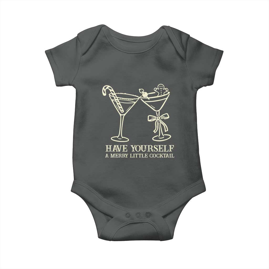 Christmas Cocktail Baby Onesie Merry Little Cocktail Espresso Martini TS10 Dark Heather Print Your Wear
