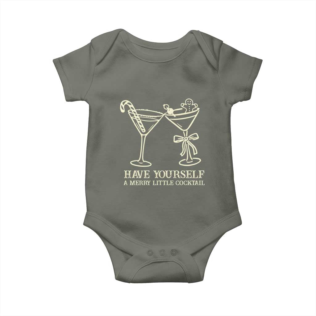 Christmas Cocktail Baby Onesie Merry Little Cocktail Espresso Martini TS10 Military Green Print Your Wear