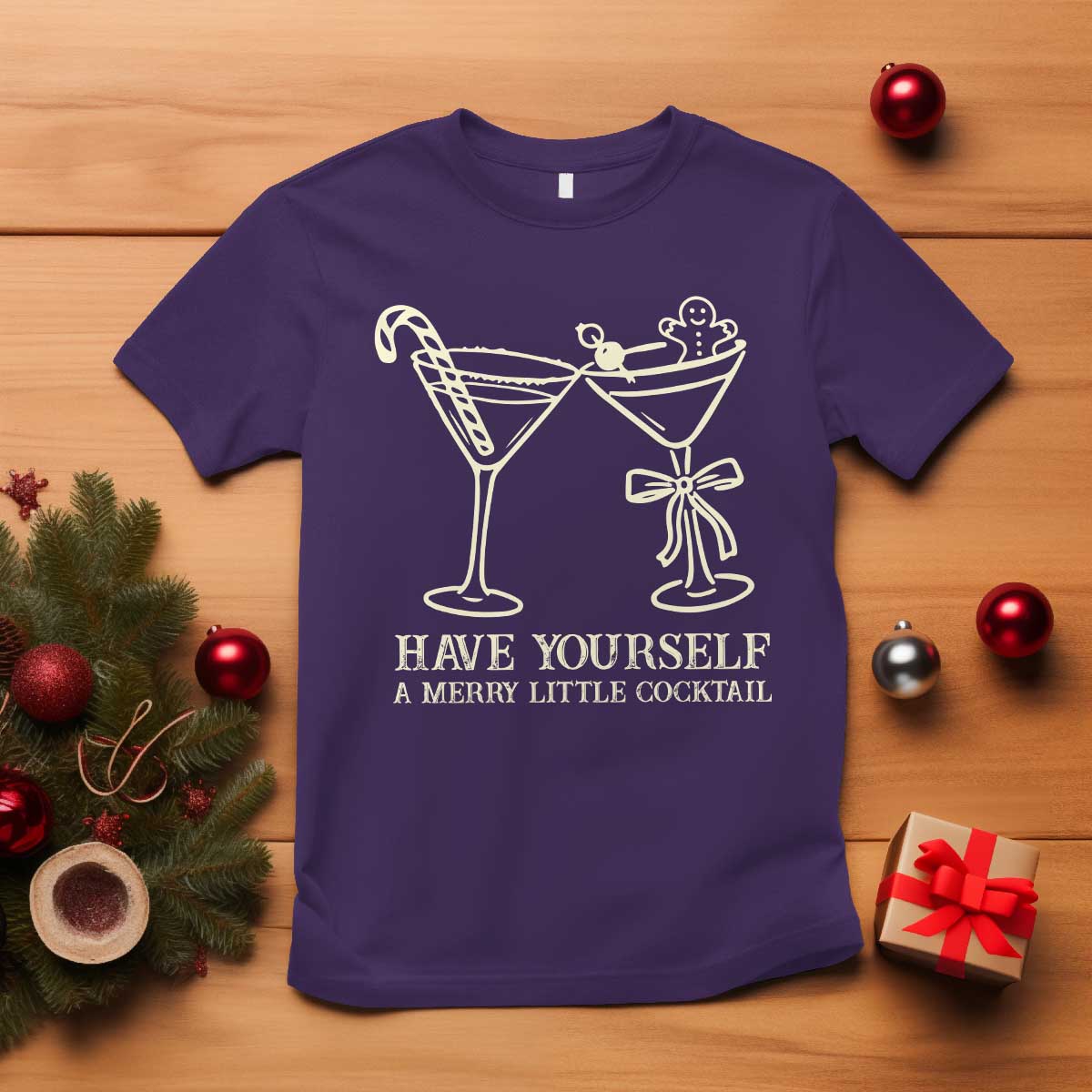 Christmas Cocktail T Shirt Merry Little Cocktail Espresso Martini TS10 Purple Print Your Wear