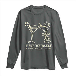 Christmas Cocktail Long Sleeve Shirt Merry Little Cocktail Espresso Martini TS10 Dark Heather Print Your Wear
