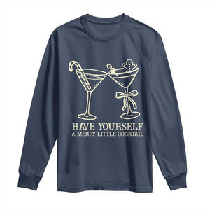 Christmas Cocktail Long Sleeve Shirt Merry Little Cocktail Espresso Martini TS10 Navy Print Your Wear