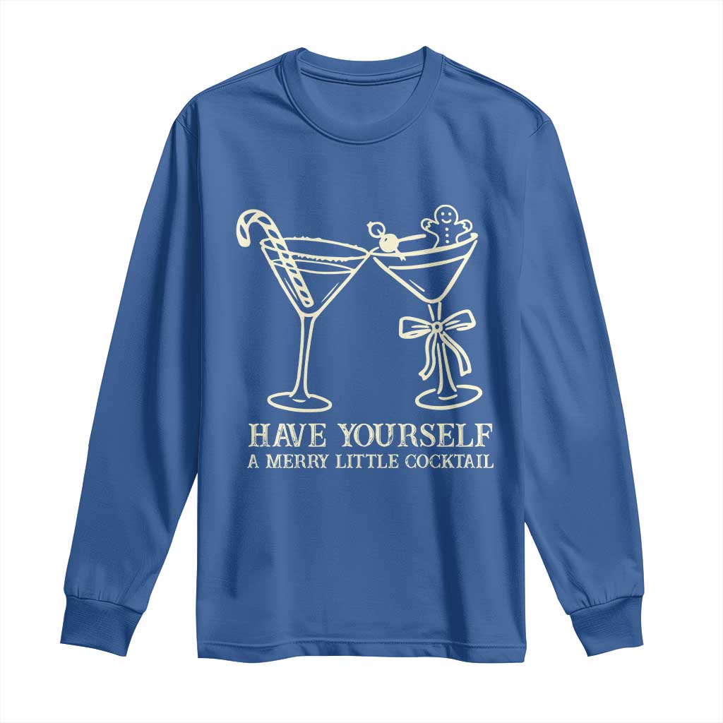 Christmas Cocktail Long Sleeve Shirt Merry Little Cocktail Espresso Martini TS10 Royal Blue Print Your Wear