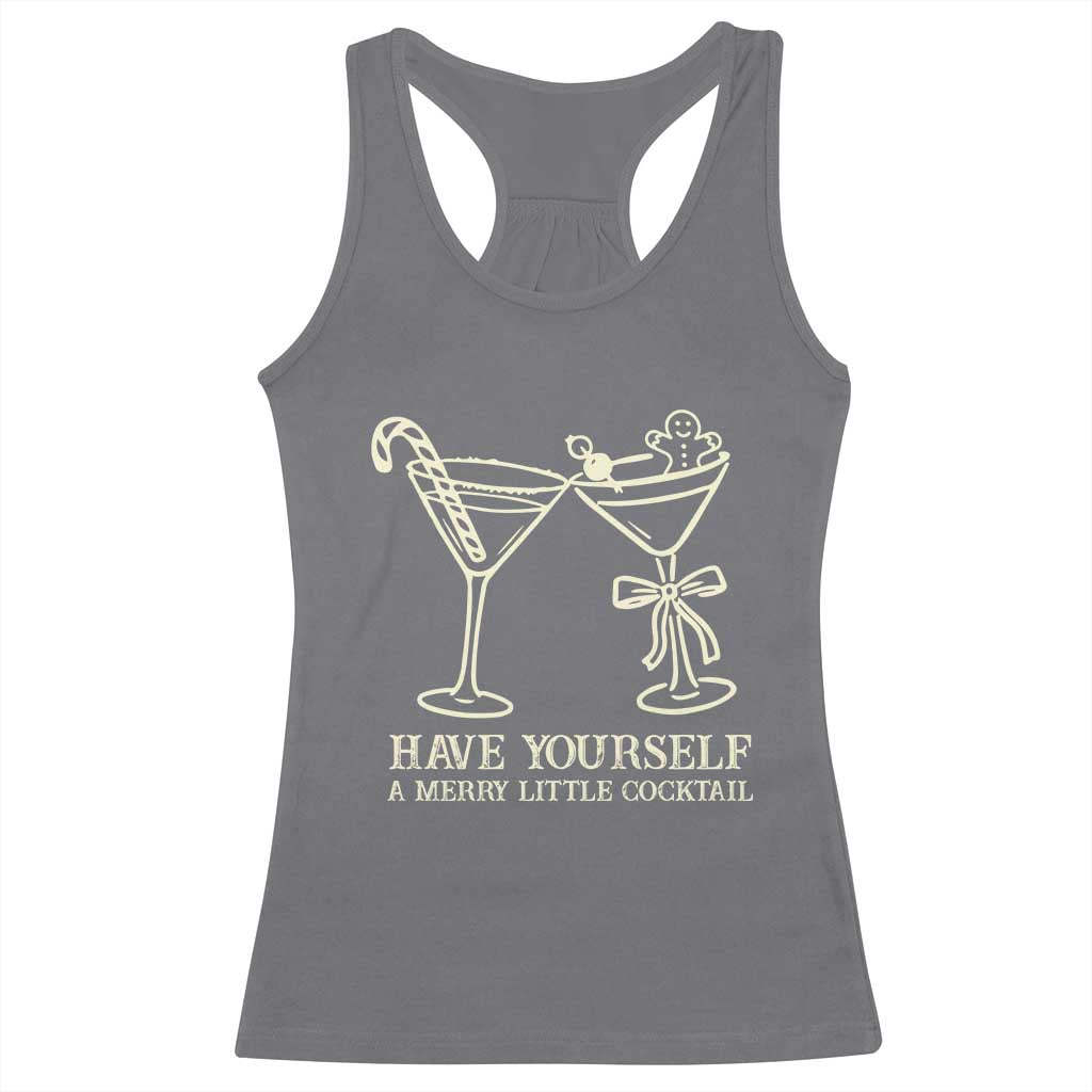 Christmas Cocktail Racerback Tank Top Merry Little Cocktail Espresso Martini TS10 Charcoal Print Your Wear