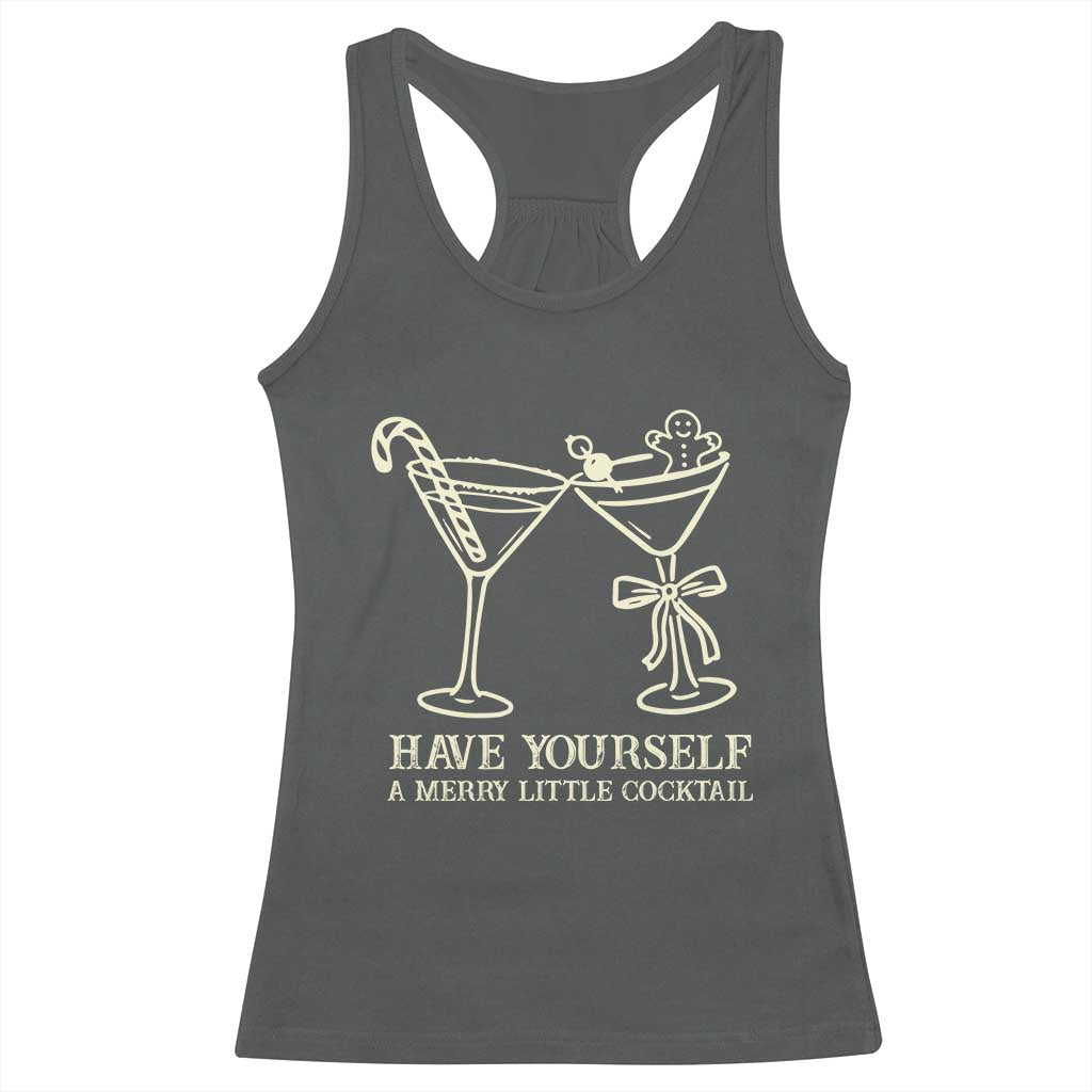 Christmas Cocktail Racerback Tank Top Merry Little Cocktail Espresso Martini TS10 Dark Heather Print Your Wear