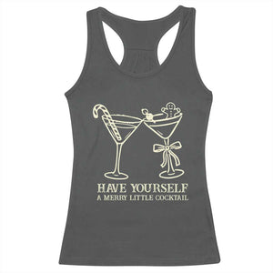Christmas Cocktail Racerback Tank Top Merry Little Cocktail Espresso Martini TS10 Dark Heather Print Your Wear