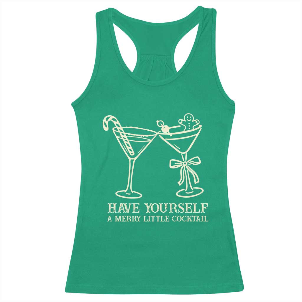 Christmas Cocktail Racerback Tank Top Merry Little Cocktail Espresso Martini TS10 Irish Green Print Your Wear