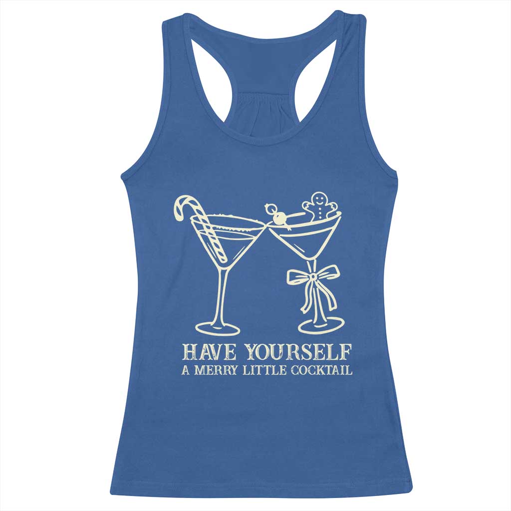 Christmas Cocktail Racerback Tank Top Merry Little Cocktail Espresso Martini TS10 Royal Blue Print Your Wear