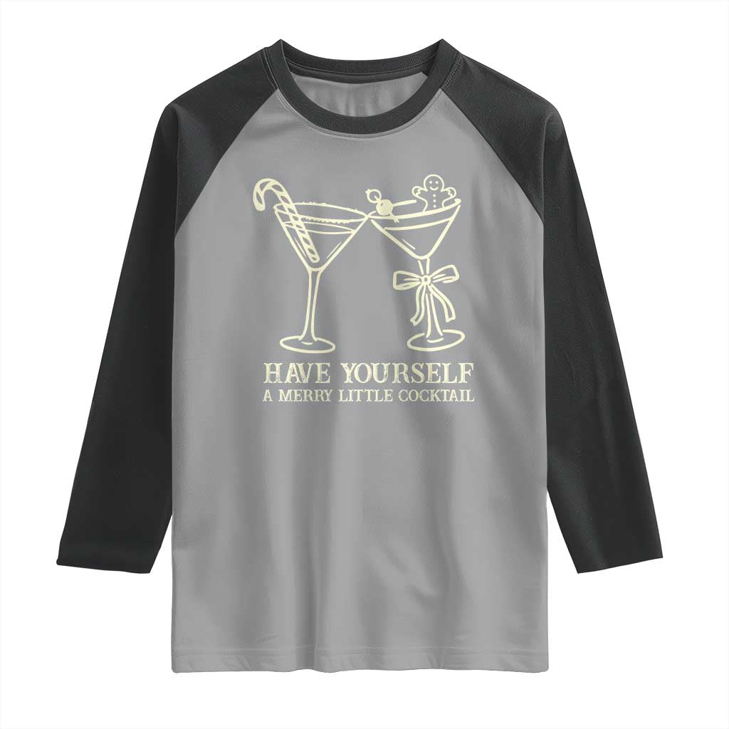 Christmas Cocktail Raglan Shirt Merry Little Cocktail Espresso Martini TS10 Sport Gray Black Print Your Wear