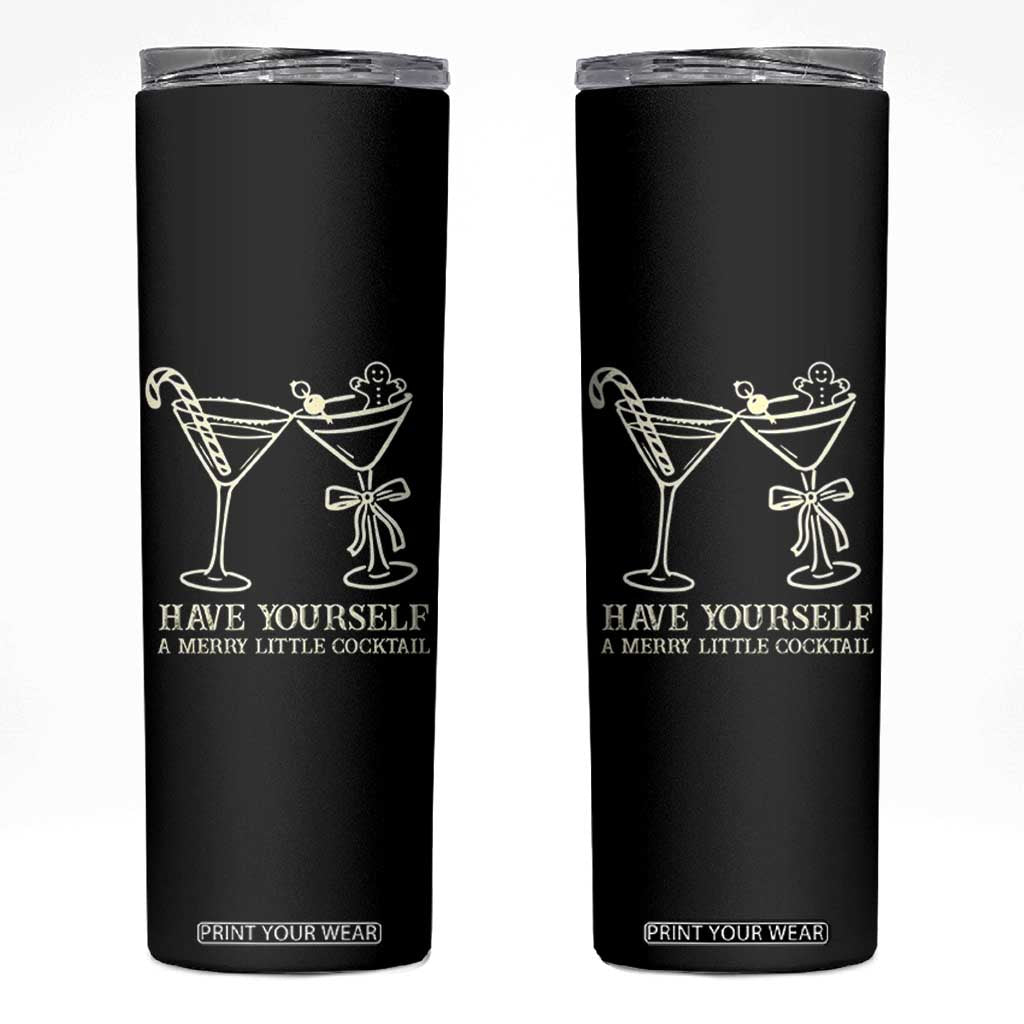 Christmas Cocktail Skinny Tumbler Merry Little Cocktail Espresso Martini TS10 Black Print Your Wear