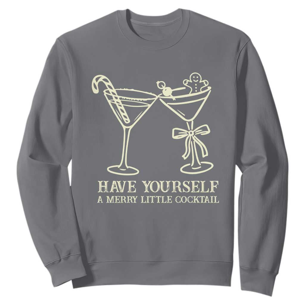 Christmas Cocktail Sweatshirt Merry Little Cocktail Espresso Martini TS10 Charcoal Print Your Wear