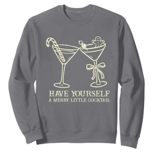 Christmas Cocktail Sweatshirt Merry Little Cocktail Espresso Martini TS10 Charcoal Print Your Wear