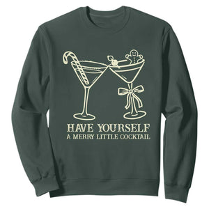 Christmas Cocktail Sweatshirt Merry Little Cocktail Espresso Martini TS10 Dark Forest Green Print Your Wear