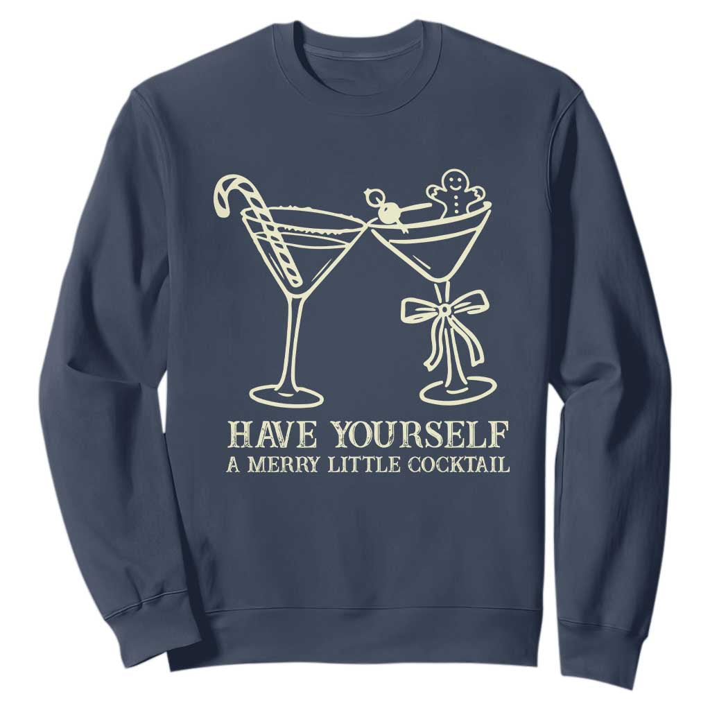 Christmas Cocktail Sweatshirt Merry Little Cocktail Espresso Martini TS10 Navy Print Your Wear