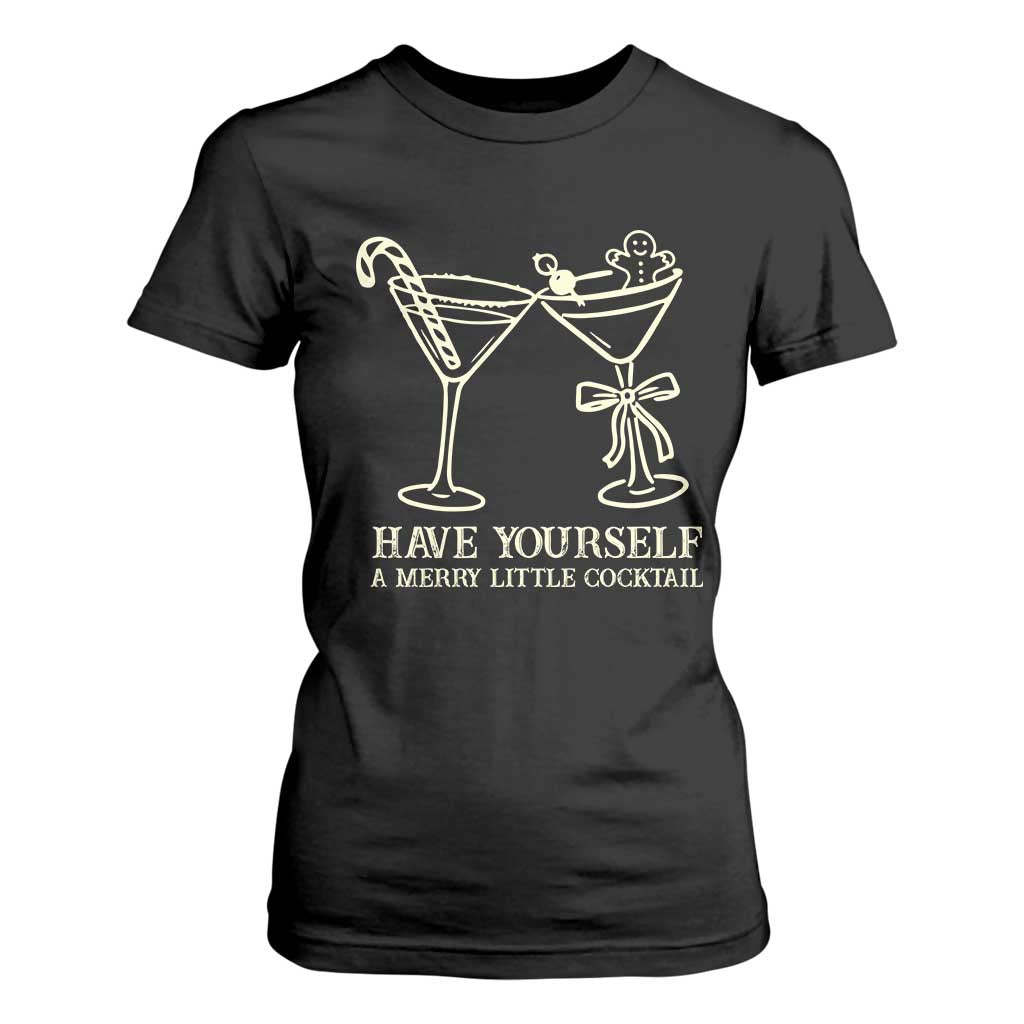 Christmas Cocktail T Shirt For Women Merry Little Cocktail Espresso Martini TS10 Black Print Your Wear