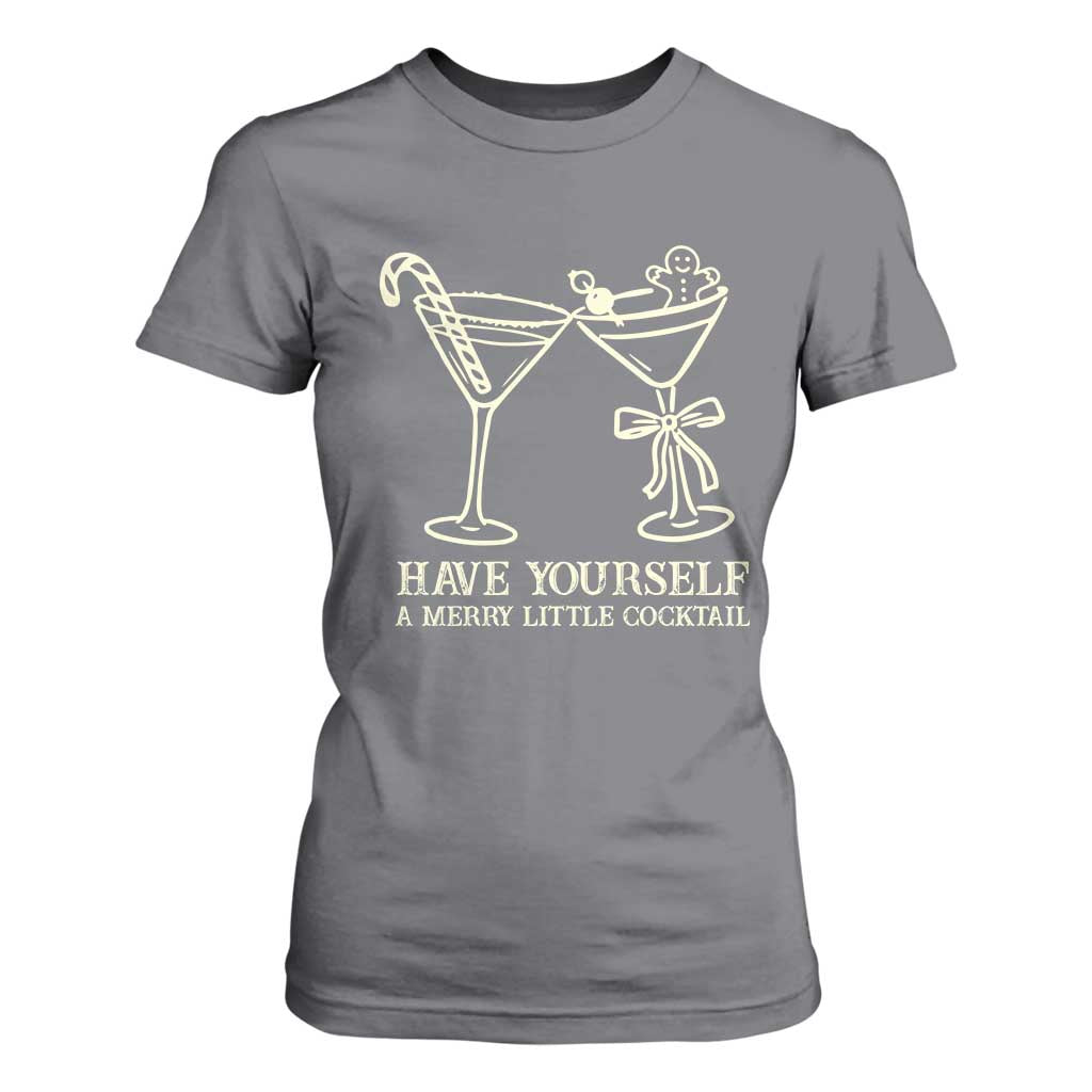 Christmas Cocktail T Shirt For Women Merry Little Cocktail Espresso Martini TS10 Charcoal Print Your Wear