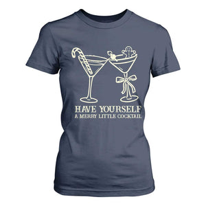 Christmas Cocktail T Shirt For Women Merry Little Cocktail Espresso Martini TS10 Navy Print Your Wear