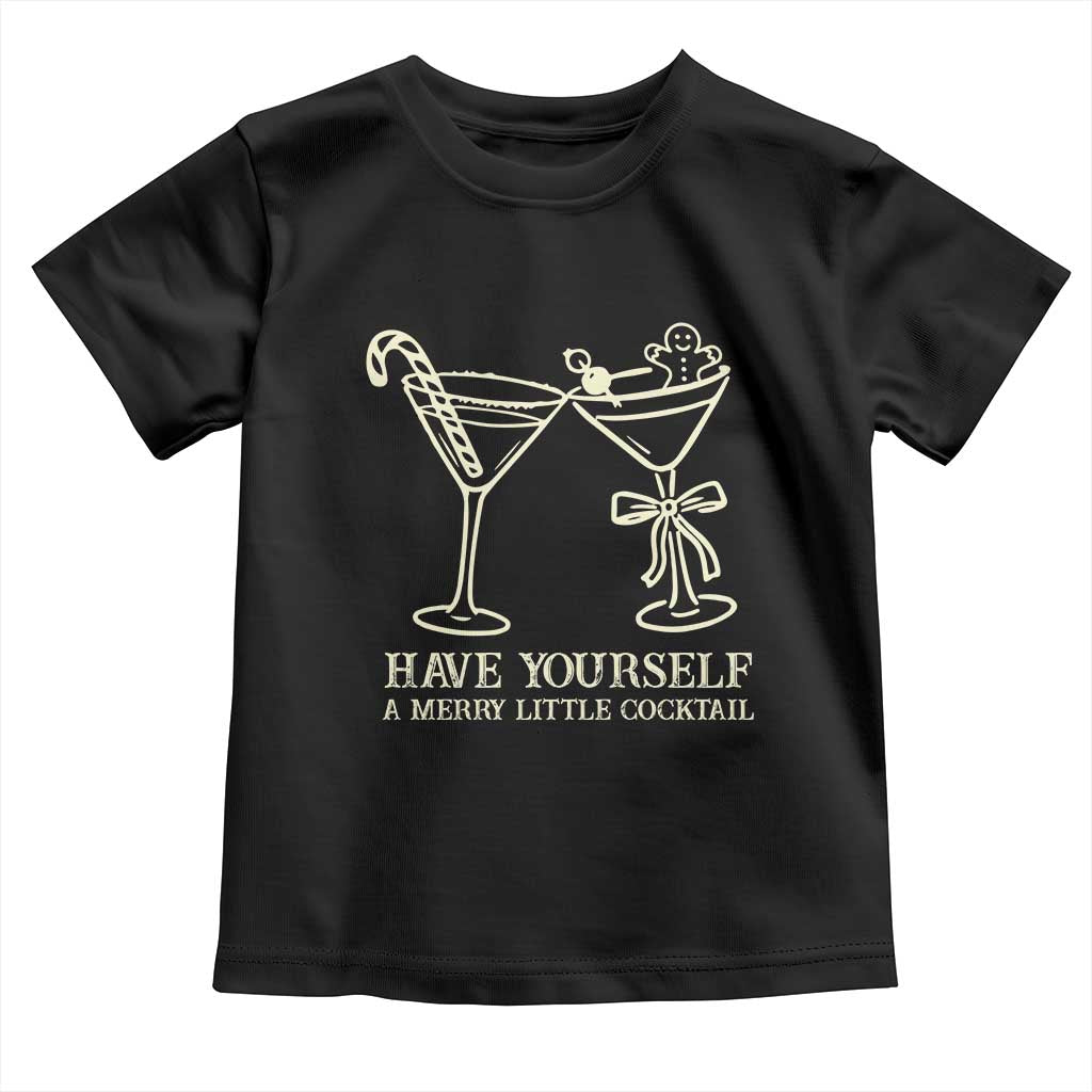 Christmas Cocktail Toddler T Shirt Merry Little Cocktail Espresso Martini TS10 Black Print Your Wear
