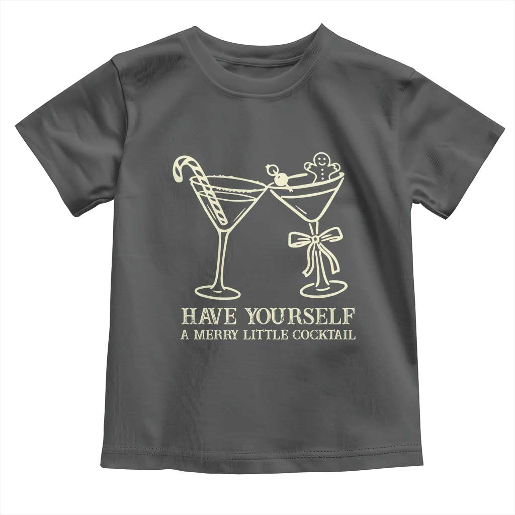 Christmas Cocktail Toddler T Shirt Merry Little Cocktail Espresso Martini TS10 Dark Heather Print Your Wear