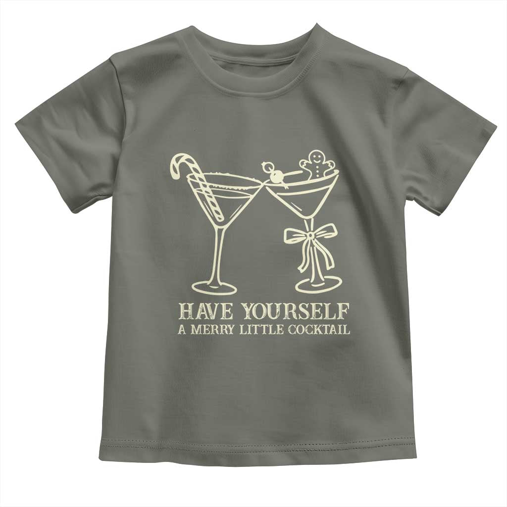 Christmas Cocktail Toddler T Shirt Merry Little Cocktail Espresso Martini TS10 Military Green Print Your Wear
