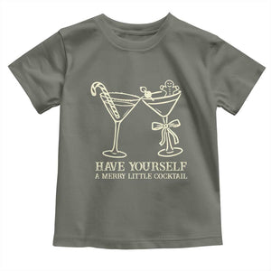 Christmas Cocktail Toddler T Shirt Merry Little Cocktail Espresso Martini TS10 Military Green Print Your Wear
