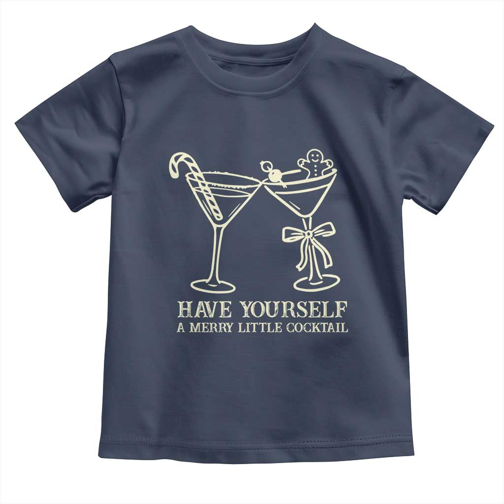 Christmas Cocktail Toddler T Shirt Merry Little Cocktail Espresso Martini TS10 Navy Print Your Wear