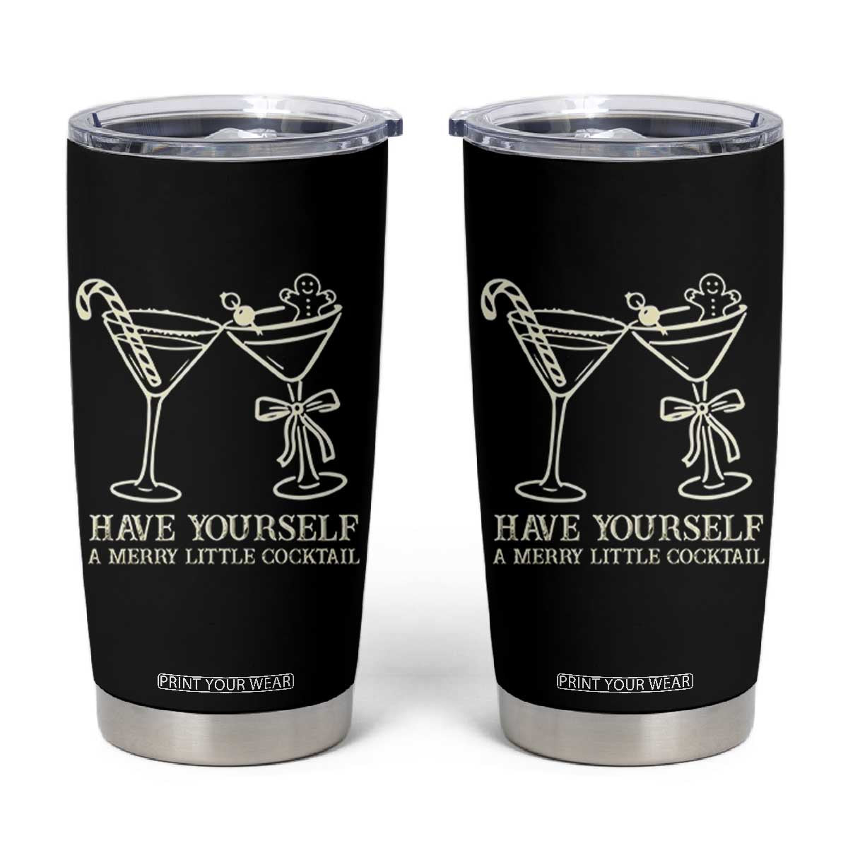 Christmas Cocktail Tumbler Cup Merry Little Cocktail Espresso Martini TS10 Black Print Your Wear