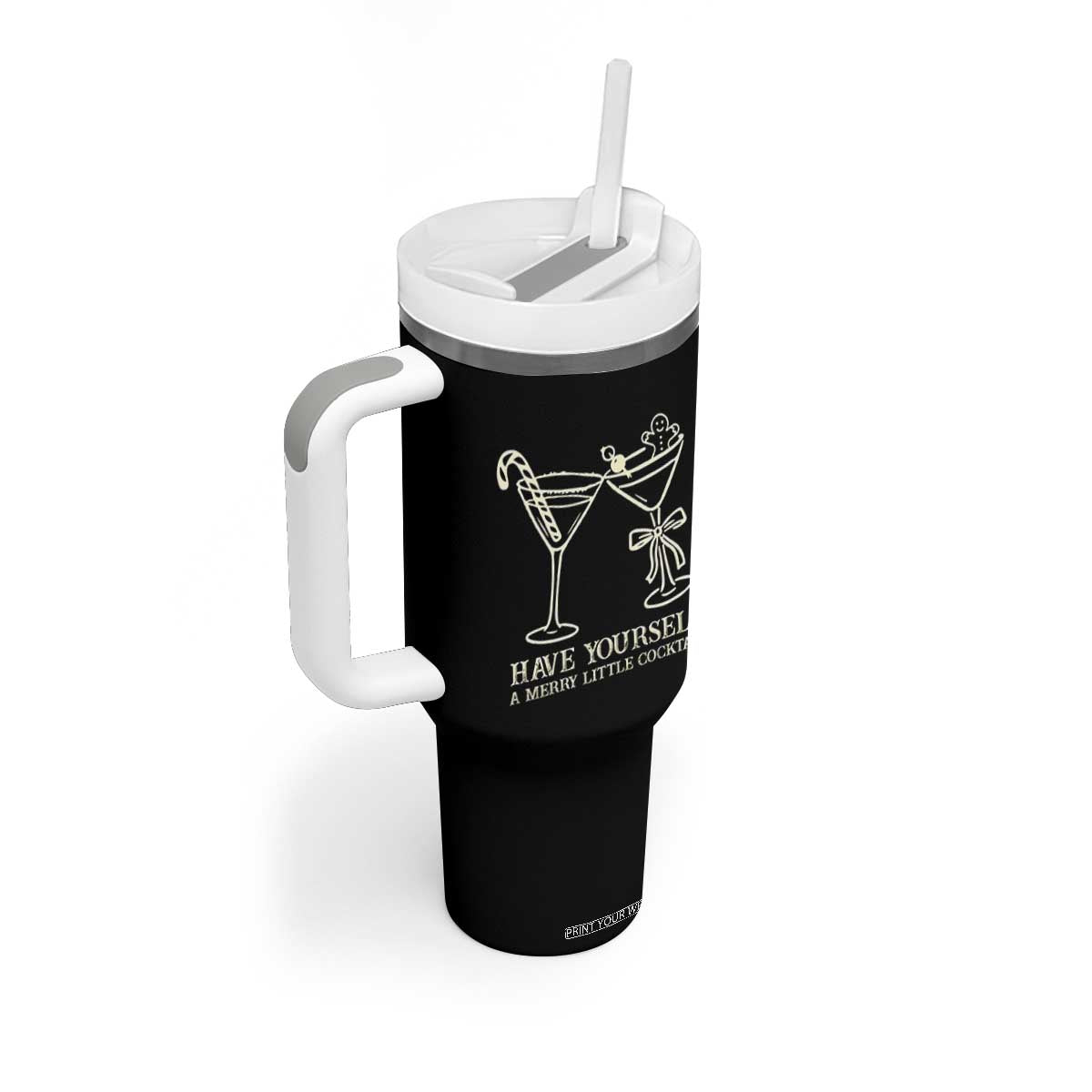 Christmas Cocktail Tumbler With Handle Merry Little Cocktail Espresso Martini TS10 Print Your Wear
