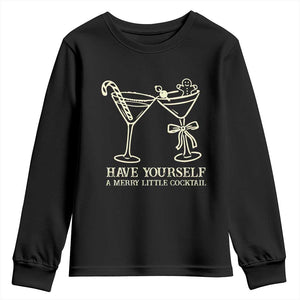 Christmas Cocktail Youth Sweatshirt Merry Little Cocktail Espresso Martini TS10 Black Print Your Wear