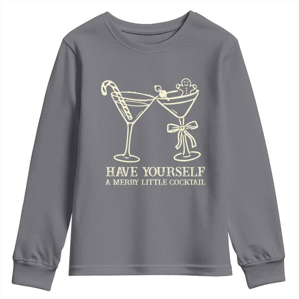 Christmas Cocktail Youth Sweatshirt Merry Little Cocktail Espresso Martini TS10 Charcoal Print Your Wear